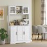 Kitchen cabinet, Scandinavian design, 4 cabinets, adjustable shelves, glass doors, open area, particleboard, MDF, white Image 3