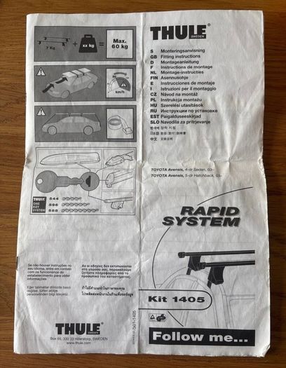 Thule roof rack rapid system kit 1405