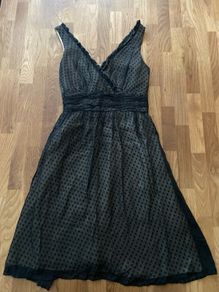 Belle by Oasis Black Polka Dot Dress UK 12