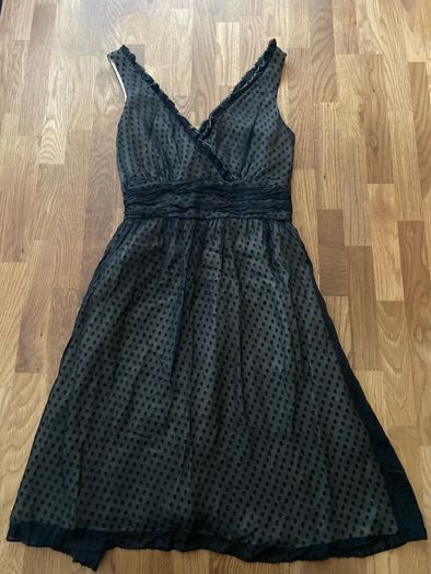 Belle by Oasis Black Polka Dot Dress UK 12