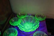 Antique Uranium Glass Dessert Bowl Collection