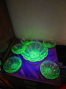 Antique Uranium Glass Dessert Bowl Collection