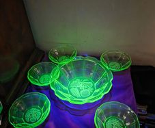 Antique Uranium Glass Dessert Bowl Collection