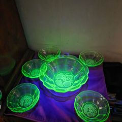Antique Uranium Glass Dessert Bowl Collection