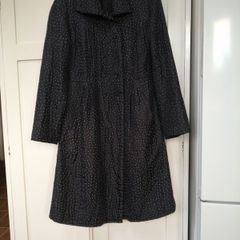 Neeru Kumar 100% Silk Coat Black With White Polkadots Size L