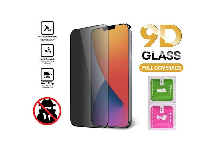 For iPhone 12 / 12 Pro Privacy Tempered Glass Anti Spy Screen Protector 9D New - FHT11IPTG