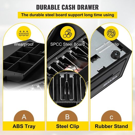 12V Cash Register Drawer, 5 Bill & 8 Coin
