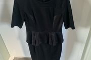 River Island black peplum dress with gold zip
