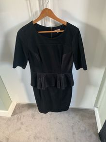 River Island black peplum dress with gold zip