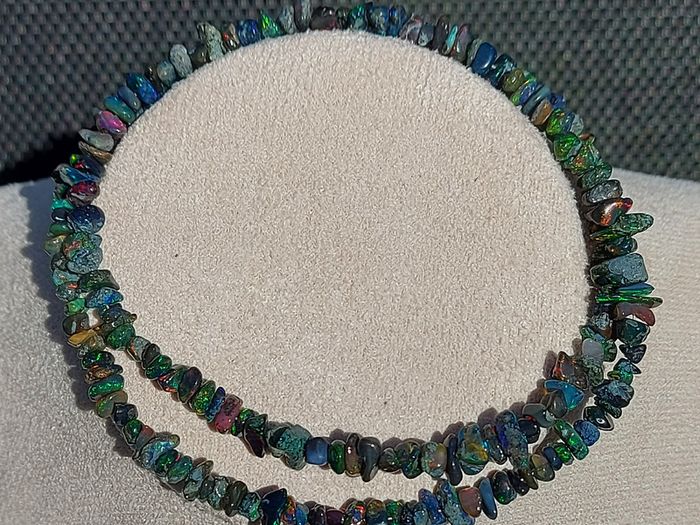 44ct Black Opal Necklace 46cm