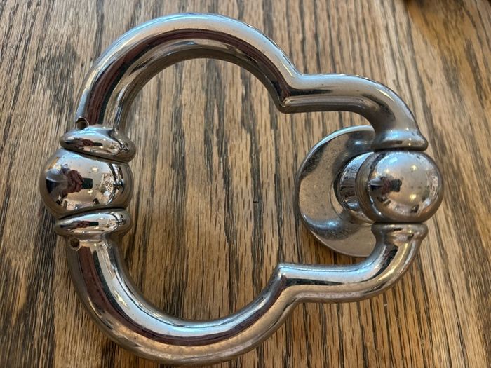 Front door chrome handle, knocker and letterbox