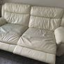 2 x cream leather sofas 3 seaters Image 4
