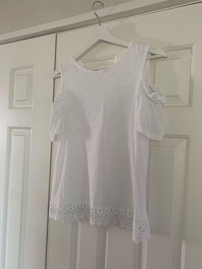 White Lace Cold Shoulder Top