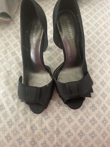 Black satin high heels