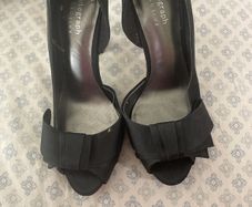 Black satin high heels