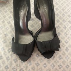 Black satin high heels