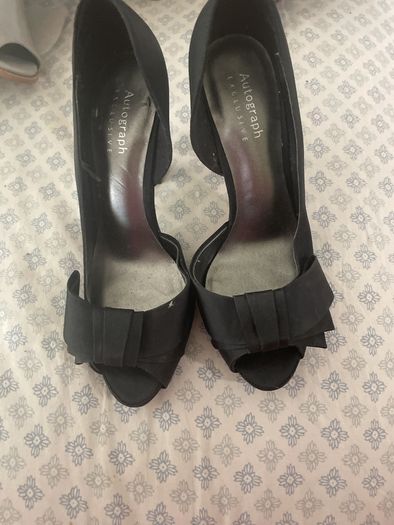 Black satin high heels