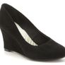 Ladies Black Suede Wedge Heel Shoe Size 3.5 Image 2