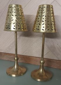 Pair of brass tea light holders