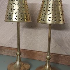 Pair of brass tea light holders