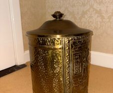 Victorian embossed brass coal scuttle
