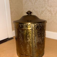Victorian embossed brass coal scuttle