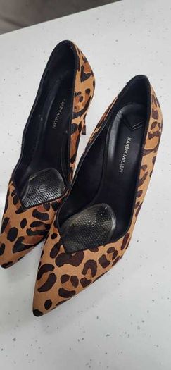 KAREN MILLEN Ella Leather Leopard Print High Heels Sz 7 (Fit 7-7.5UK) - Rrp 175 (New)