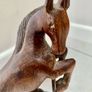 Vintage Wooden Hand Carved Figurine Rearing Horse Image 3
