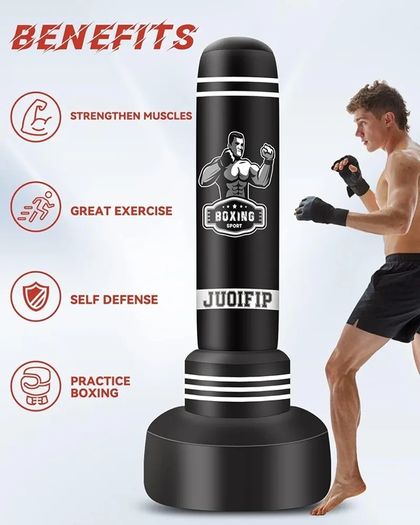 Freestanding Punching Bags for Adults - 175cm Heavy Punching Bag with Stand - Men Standing Boxing Bag Inflatable Kickboxing Bag for Training MMA Muay Thai Fitness