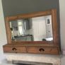 Rustic Solid Wood Overmantel Mirror With Storage Drawers Image 3