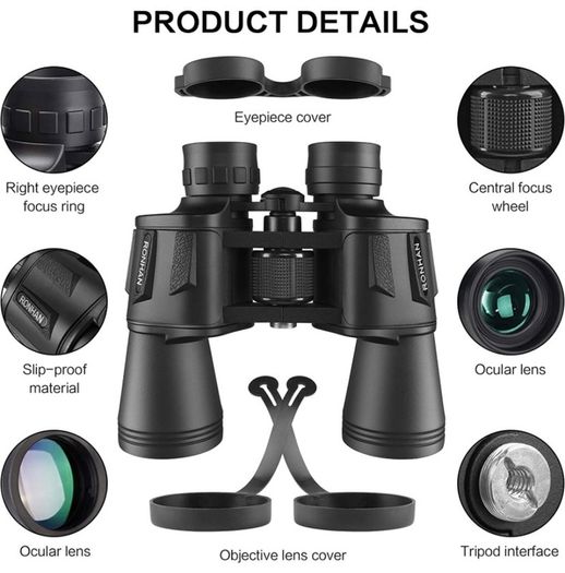 High Power Binoculars, BAK-4, Large Eyepiece, Portable and Waterproof Binoculars Telescope with Multilayer-coated Lenses for Adult Bird Watching Football Safari Sightseeing Climbing Hiking Trip (FREE POSTAGE)