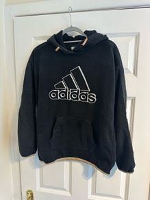 Adidas Women's Black Fleece Hoodie with Large Logo - Size XS