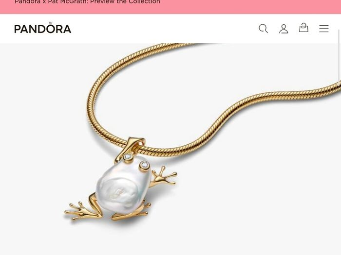 Pandora Wonders Collection Treated Freshwater Cultured Baroque Pearl Oversized Frog Pendant  New