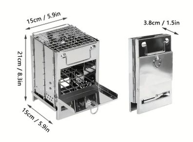Camping wood stove. Hiking log stove.