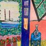 Framed Original contemporary Painting  Mattisse style Poolbeg Chimneys Dublin Original Gift Image 5