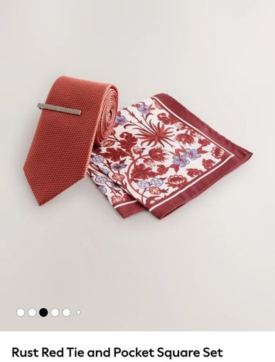 x3 Bundle - Brand New Next Rust Red Tie & Pocket Square Set - RRP - 22.50