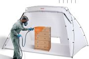 Spray Paint Shelter, 10x7x6ft Portable Spray Paint Tent with Built-In Floor &amp; Mesh Screen, Foldable Pop Up Paint Booth for Furniture Large DIY Hobby Tool Painting Station