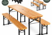 Wooden Picnic Table with 2 Benches Foldable Garden &amp; Outdoor Set