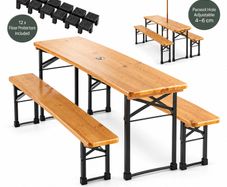 Wooden Picnic Table with 2 Benches Foldable Garden & Outdoor Set