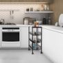 NEW SALE | Kitchen Cart on Wheels, 4 Tier Kitchen Storage Cart, Mesh Snack Cart Organizer with Lockable Wheels, Wood Look Top and Metal Frame for Kitchen Image 3