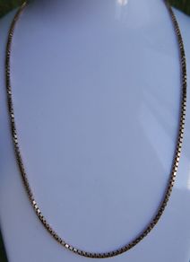 Vintage Square Box Link 9ct Rose Gold 375 Necklace L-17" - 7,27g