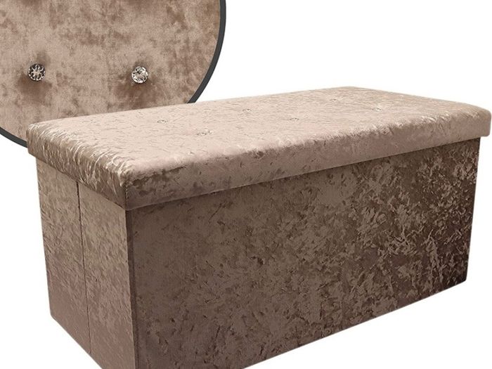 Large 2 Seater Velvet Ottoman Storage, 76 x 38 x 38cm Velvet Folding Storage Ottoman Footstool Box Toy Chest with Lid, Foldable Foot Stool Seat for Living Room, Bedroom (FREE POSTAGE)