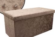 Large 2 Seater Velvet Ottoman Storage, 76 x 38 x 38cm Velvet Folding Storage Ottoman Footstool Box Toy Chest with Lid, Foldable Foot Stool Seat for Living Room, Bedroom (FREE POSTAGE)