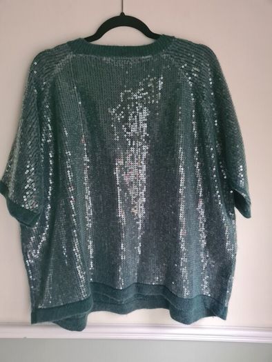 Womens Rd Williams Emerald Green Sequin Short Sleeve Jumper Sweater Size Uk 20-22  Eu 48-50 Brand New Bnwt