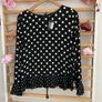 blouse Bnwt size 10 black & white polka dot top tie back detail Image 3