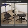 Height Adjustable Under Desk Footrest,Ultra Soft Padded Roller Seat PU Leather Low Round Rolling Stool Floor Stool with Wheels,Ideal for Office Salon Massage Pedicure,Black Image 5