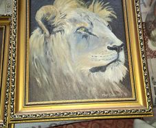 2 Genuine Paintings of a Lion and a Tiger in a Gilded Frames