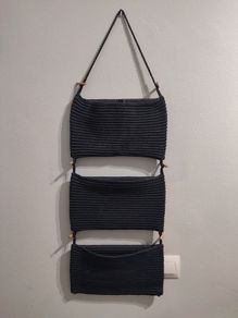 Ikea Nordana hanging crochet blue storage / decor