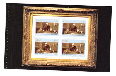2004 Ireland 140th Anniversary of National Gallery of Ireland 3rd Issue Booklet Pane "Kitchen Maid with the Supper at Emmaus" by Diego Velazquez, Mint Never Hinged (MNH). Hibernian HB150
