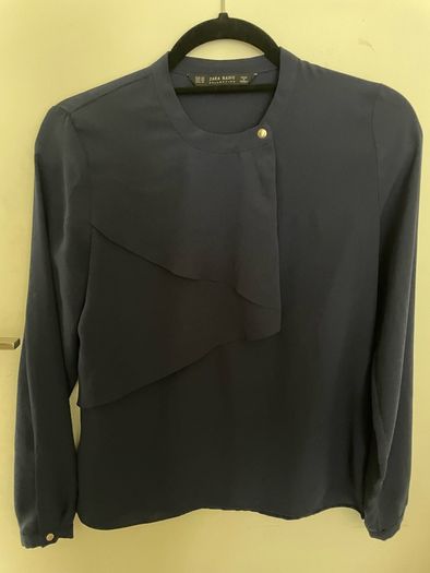 zara navy blouse